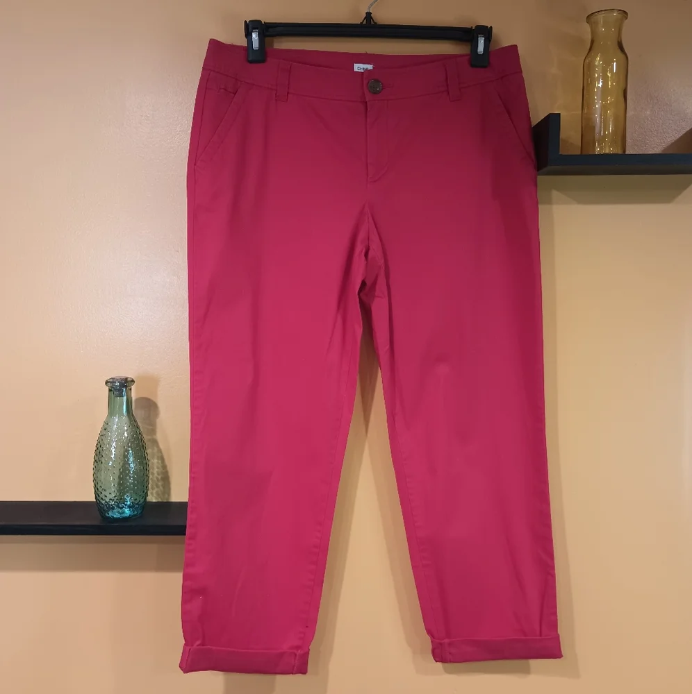 Liz Claiborne Red Chino Cropped Pants Size 12 - Picture 2 of 11